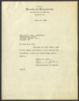 Correspondence Between Willis A. Sutton and Ida B. Hill, June 28, 1928