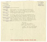 Neighborhood Union Meeting Invitation and Notes, October 19, 1931