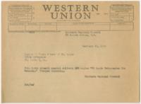 Telegram Between League of Women Voters of St. Louis and Southern Regional Council, February 23 1955