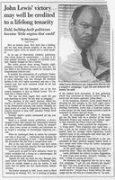 "John Lewis' victory may well be credited to a lifelong tenacity," 1986