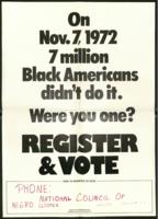 National Council of Negro Women "Register & Vote" Poster, circa 1970
