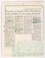 "Founder of Studio Watts Workshop Tells Method of Salvaging Dropouts", April 11, 1968