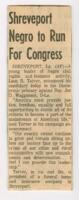 "Shreveport Negro to Run for Congress", circa 1968