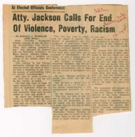 "Atty. Jackson Calls for End of Violence, Poverty, Racism", December 14, 1968