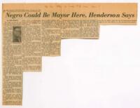 "Negro Could Be Mayor Here, Henderson Says", February 21, 1969