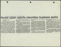 "House Again Rejects Minorities Business Quota", 1981