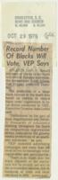 "Record Number of Blacks Will Vote, VEP Says", October 29, 1976