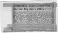 "Prospective Voters Crowd Hall Outside Registrar's Office Here", July 25, 1966