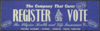 Voter Registration Bumpersticker, circa 1966