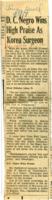 "D. C. Negro Wins High Praise as Korea Surgeon", January 18, 1951