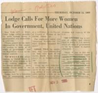 "Lodge Calls for More Women in Government, United Nations", October 13, 1960