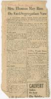 "Mrs. Thomas May Run on End-Segregation Vow", July 2, 1954