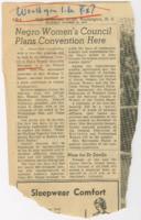 "Negro Women's Council Plans Convention Here" Article, October 16, 1956