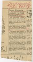 "Negro Women's Council to Hear National Prexy" Article, September 21, 1954