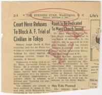 "Room to be Dedicated to Mary Church Terrell", October 9, 1952
