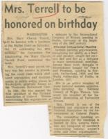 "Mrs. Terrell to be Honored on Birthday", circa 1953