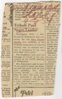 "Tribute Paid Negro Leader" Article, August 2, 1954