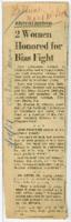 "2 Women Honored For Bias Fight" Article, circa 1955