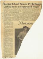 "Denied School Forum, Dr. Bethune Lashes Back in Englewood Pulpit" Article, April 25, 1952