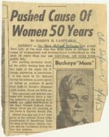 "Pushed Cause of Women 50 Years" Article, March 21, 1953