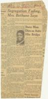 "Segregation Fading, Mrs. Bethune Says" Article, April 27, 1953