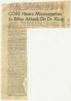 "CORE Hears Mississippian in Bitter Attack on Dr. King" Article, circa 1965