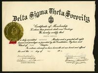 "Delta Sigma Theta Chapter Membership Certificate," May 3, 1950
