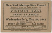 NCNW New York- Metro Council Victory Ball Invitation, October 24, 1945