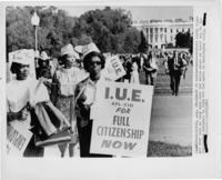 A Group of Women Demonstrators Holding "I.U.E. AFL-CIO" Signs in Front of the White House, August 28, 1963
