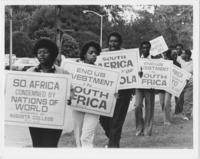 A Group of Students Hold Anti-Apartheid Protest Signs During a Demonstration at Augusta College, October 14, 1981