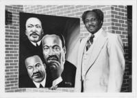 Abraham Woods Stands With a Painting of Martin Luther King, Jr., circa 1980