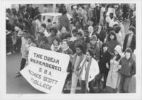 Demonstrators Carrying an Agnes Scott College Banner, circa 1983