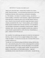 "Respect: Matrix for Spirituality" Speech, circa 2001