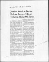 "Justices Asked to Decide Defense Lawyers' Right To Keep Blacks Off Juries", December 28, 1988