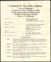 Coalition To Save Our Children Prayer Pilgrimage Program, October 5, 1980