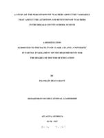A study of the perceptions of teachers about the variables that affect the attrition and retention of teachers in the DeKalb County school system, 1997