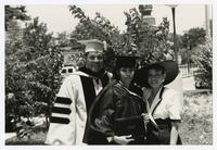 Hugh M. Gloster and Two Unidentified Women at Commencement, 1990