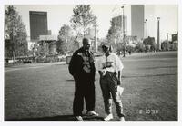 Chico DeBarse and an Unidentified Women at an Interview on Campus at Homecoming Event, 1998