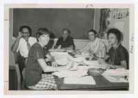 June Legge, Paul McGrit, George Grund, Ricardo Martinex and Lurelia Freeman of the Foreign Language Department, 1974