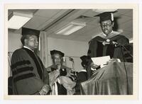 Dr. Clarence Coleman, Dr. Major Jones, and President Blake at an Event, circa 1970