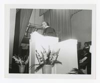 An Unidentified Man at Podium at a Baccalaureate Event, circa 1965