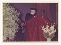 An Unidentified speaker on Stage at Commencement, circa 1975