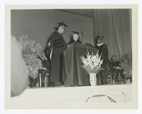 James P. Brawley, Vivian Henderson, and Man at Commencement, circa 1965
