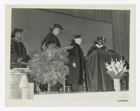 James P. Brawley, Vivian Henderson, and Man at Commencement, circa 1965
