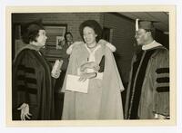 Man and Two Unidentified Women at Commencement, circa 1980