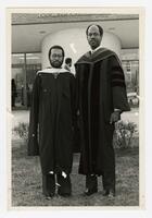 President Elias Blake Jr. and an Unidentified Man at Commencement, circa 1980