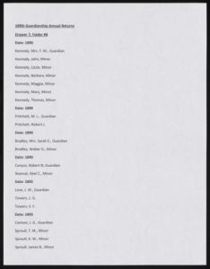1890s Guardianship Annual Returns Drawer 7, Folder # 8