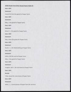 1870s Pauper Farm (Poor House) Papers Folder # 1