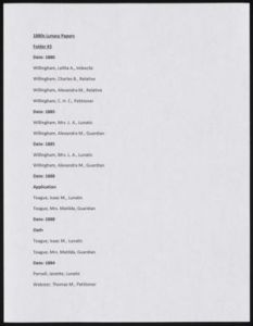 1880s Lunacy Papers Folder # 3