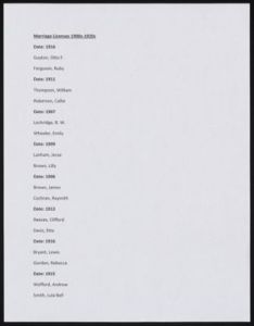 Marriage Licenses 1900s-1920s